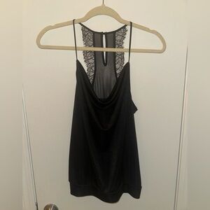 EXPRESS Shimmer Black Cowl Neck Top